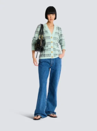 Loose glitter tweed cardigan