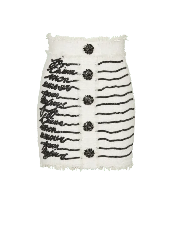 Love letter embroidered tweed skirt Love letter embroidered tweed skirt