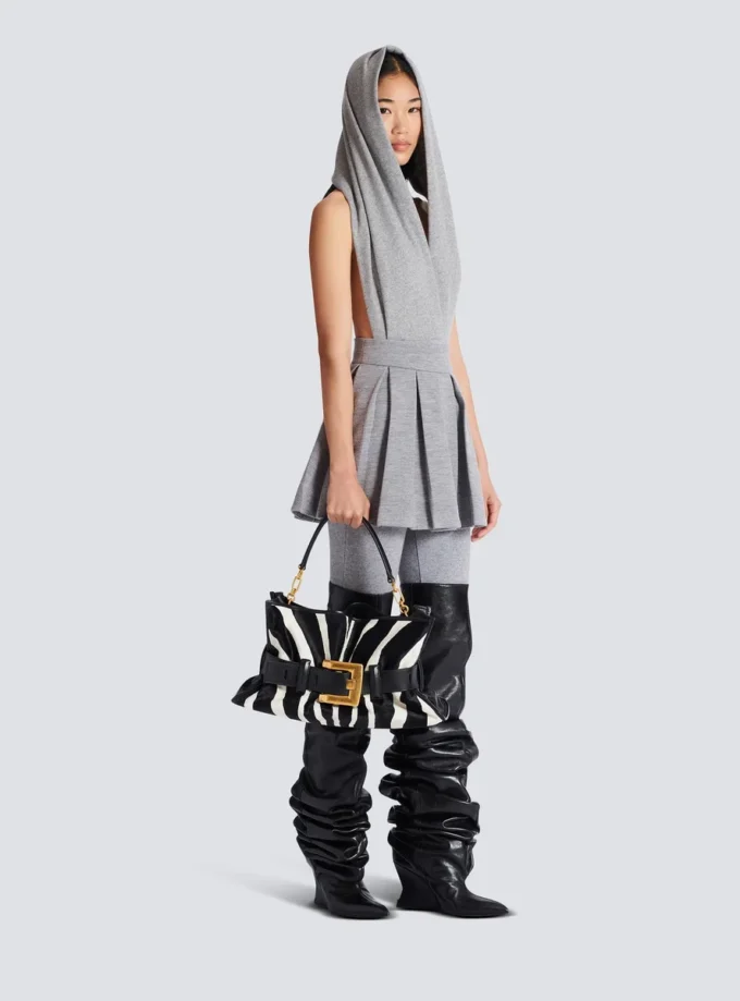 Medium Anthem bag in leather and zebra-print ponyskin Medium Anthem bag in leather and zebra-print ponyskin