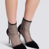 Mesh heeled ankle boots with velvet and rhinestones Mesh heeled ankle boots with velvet and rhinestones