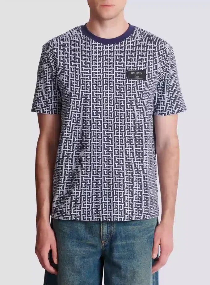 Monogrammed T-shirt with Balmain Couture label Monogrammed T-shirt with Balmain Couture label