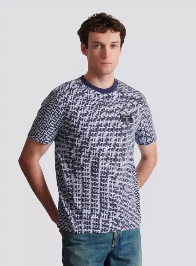 Monogrammed T-shirt with Balmain Couture label Monogrammed T-shirt with Balmain Couture label