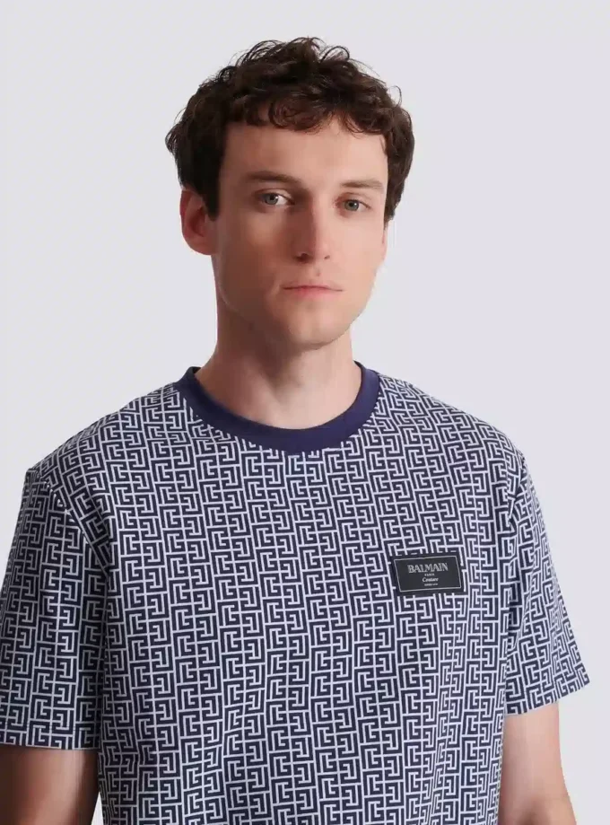 Monogrammed T-shirt with Balmain Couture label Monogrammed T-shirt with Balmain Couture label