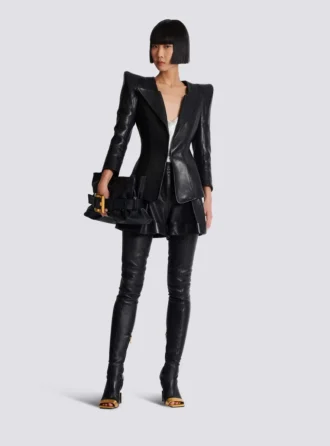 Pleated lambskin shorts Pleated lambskin shorts