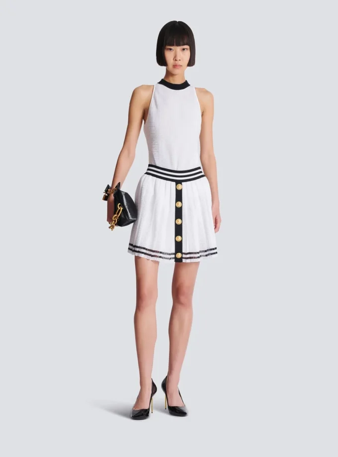 Pleated monogrammed knit skirt Pleated monogrammed knit skirt