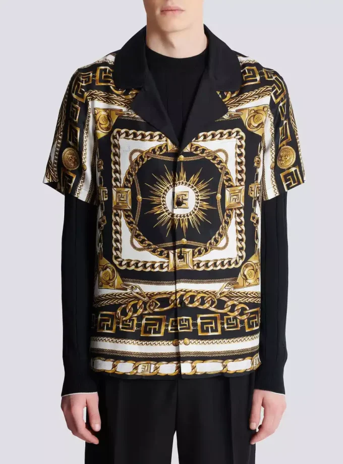 Printed pyjama shirt with Foulard Chaînes pattern