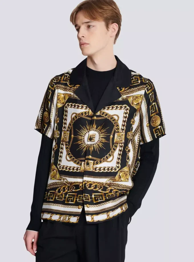 Printed pyjama shirt with Foulard Chaînes pattern