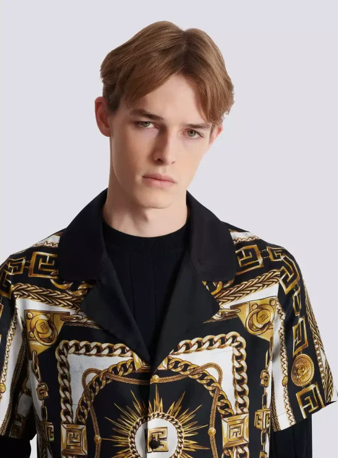 Printed pyjama shirt with Foulard Chaînes pattern