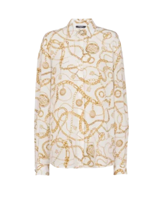 Printed silk shirt with Balmain Chains pattern Printed silk shirt with Balmain Chains pattern