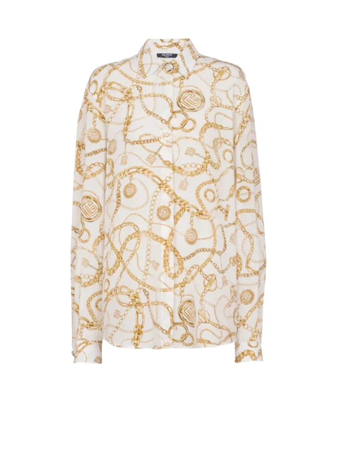 Printed silk shirt with Balmain Chains pattern Printed silk shirt with Balmain Chains pattern