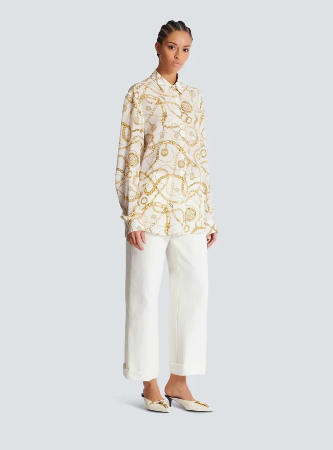Printed silk shirt with Balmain Chains pattern Printed silk shirt with Balmain Chains pattern