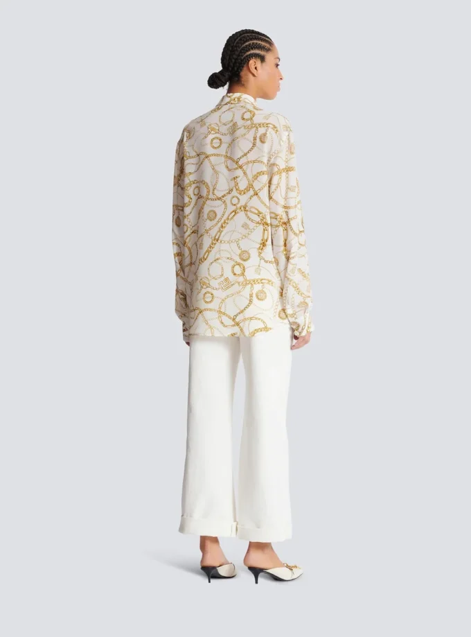 Printed silk shirt with Balmain Chains pattern Printed silk shirt with Balmain Chains pattern