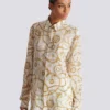 Printed silk shirt with Balmain Chains pattern Printed silk shirt with Balmain Chains pattern