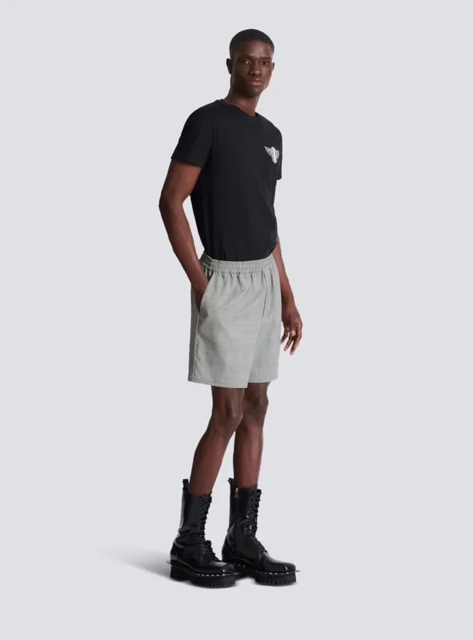 Relaxed shorts in Prince of Wales satin Relaxed shorts in Prince of Wales satin