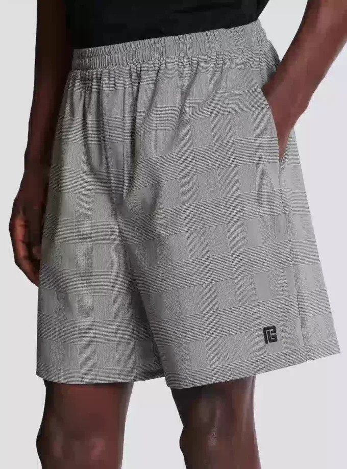 Relaxed shorts in Prince of Wales satin Relaxed shorts in Prince of Wales satin