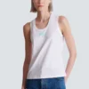 Relaxed tank top with Balmain Paris Brush print
