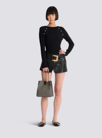 Release Bucket bag in jacquard and calfskin