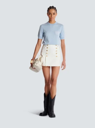 Short cotton canvas skirt
