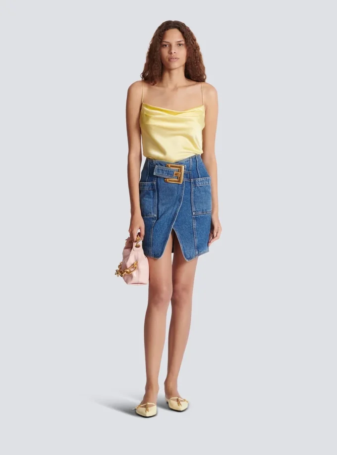 Short denim skirt with belt Short denim skirt with belt