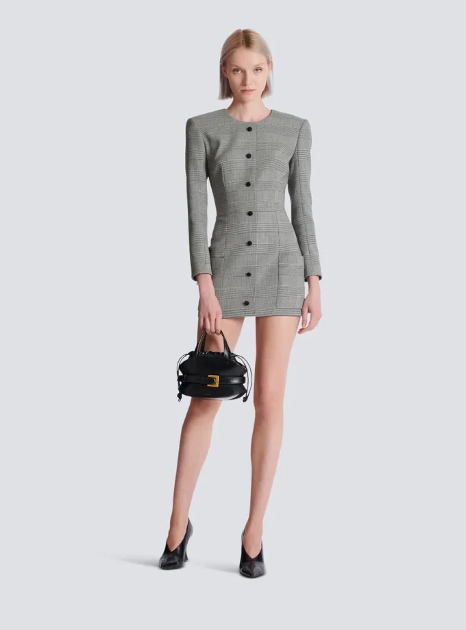 Short dress in Prince of Wales jacquard Short dress in Prince of Wales jacquard
