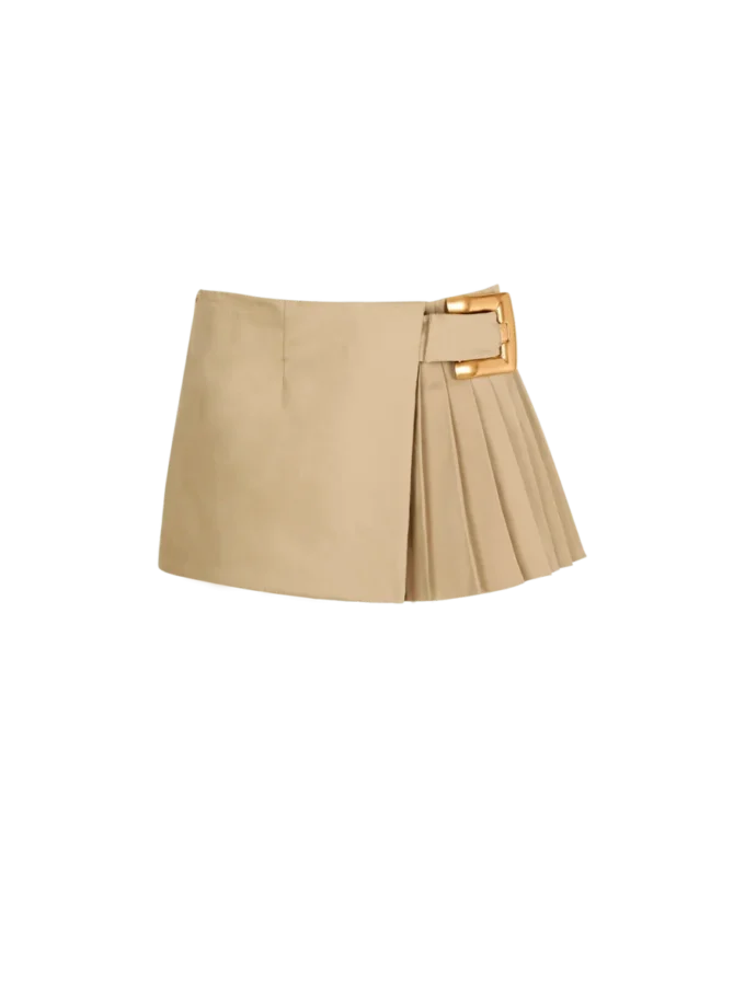 Short gabardine skirt with belt detail Short gabardine skirt with belt detail