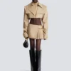 Short gabardine skirt with belt detail Short gabardine skirt with belt detail