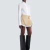 Short gabardine skirt with belt detail Short gabardine skirt with belt detail