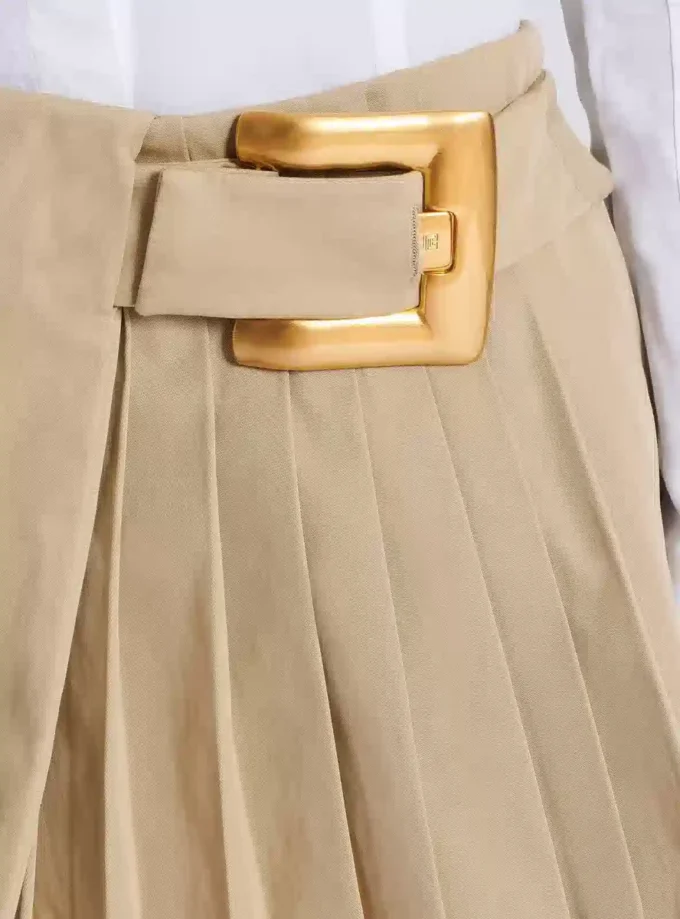 Short gabardine skirt with belt detail Short gabardine skirt with belt detail