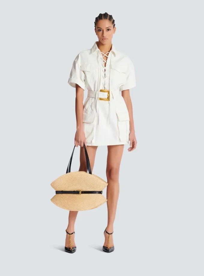 Short lace-up canvas dress Short lace-up canvas dress