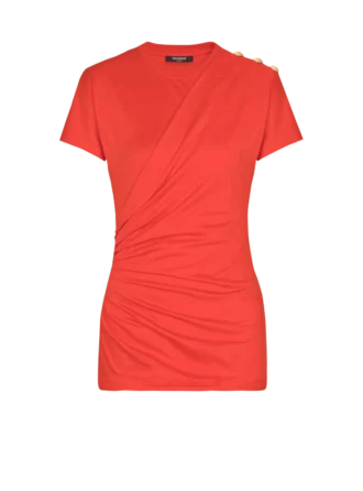 Short-sleeved draped jersey T-shirt