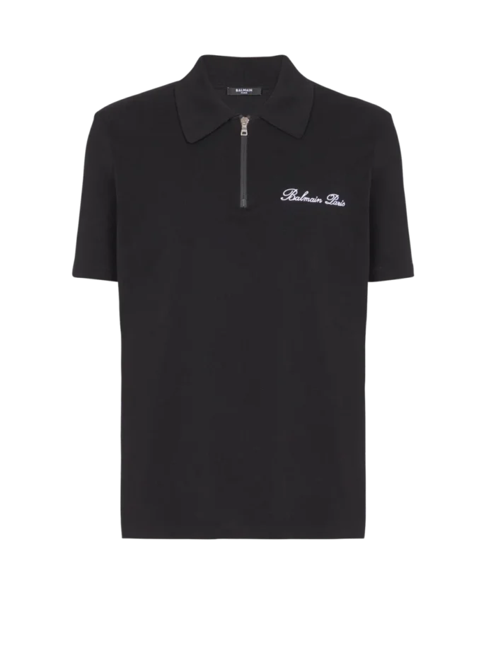 Short-sleeved polo shirt with embroidery
