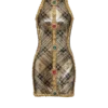 Short sleeveless dress with plaid embroidery Short sleeveless dress with plaid embroidery