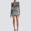 Short two-tone zebra sequin dress