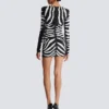 Short two-tone zebra sequin dress
