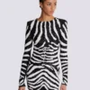 Short two-tone zebra sequin dress
