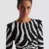 Short two-tone zebra sequin dress