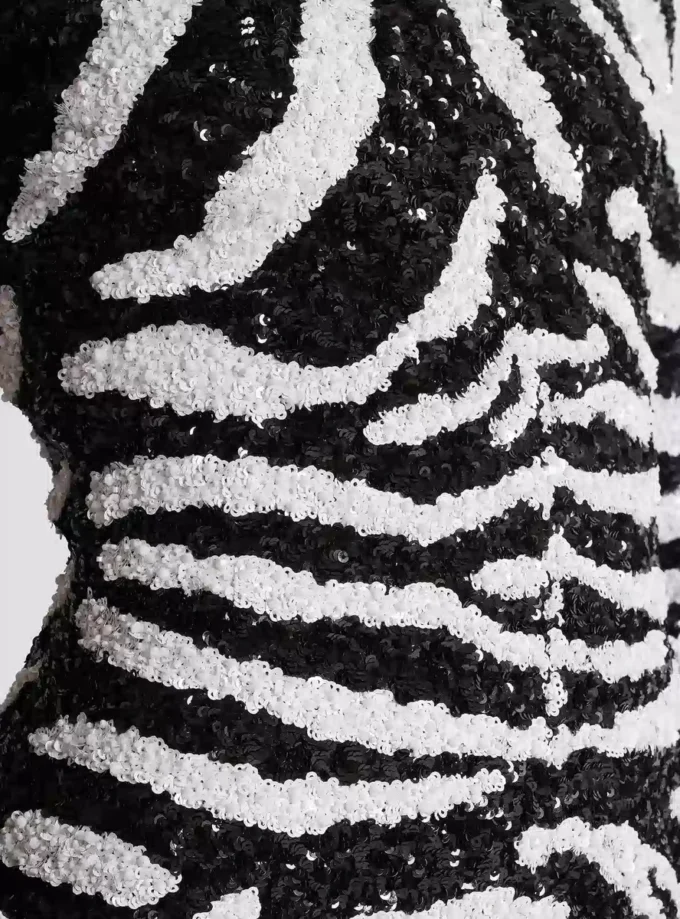 Short two-tone zebra sequin dress