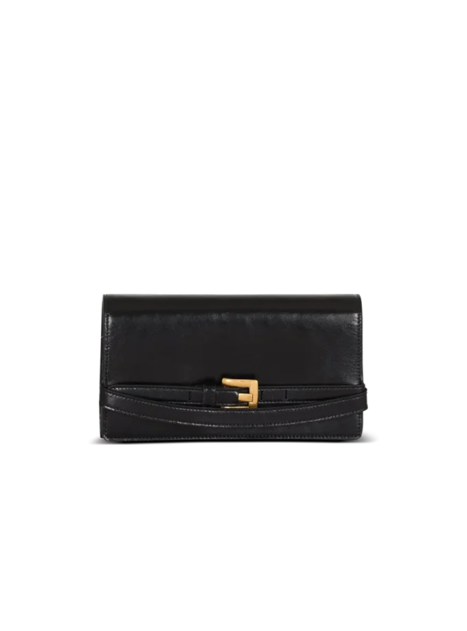 Shuffle calfskin wallet with chain
