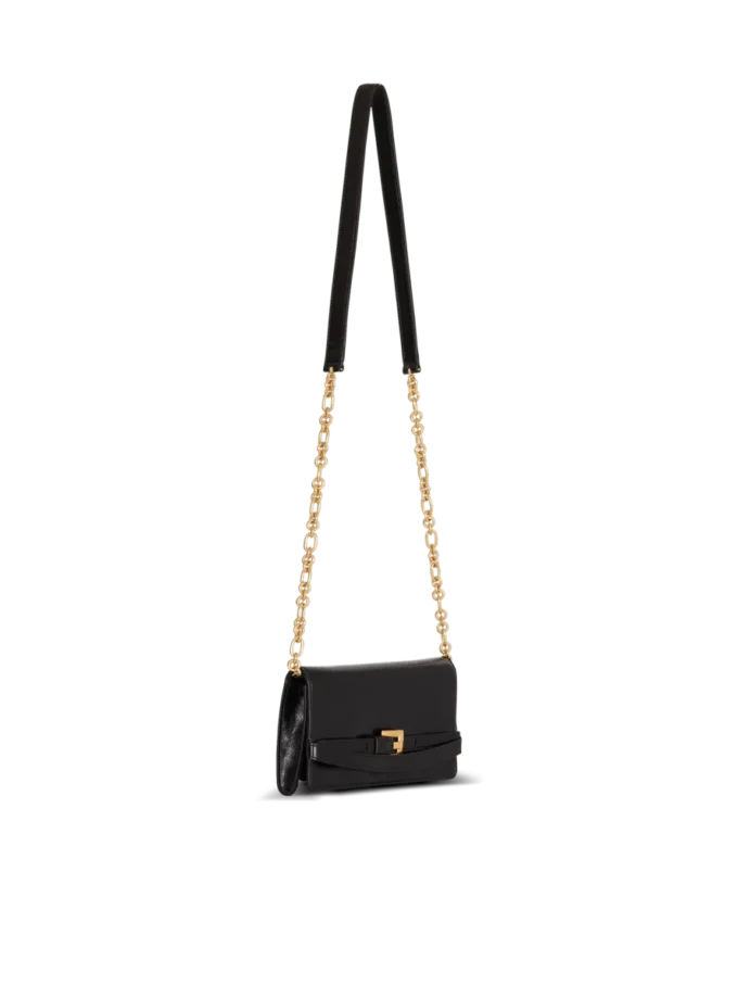Shuffle calfskin wallet with chain
