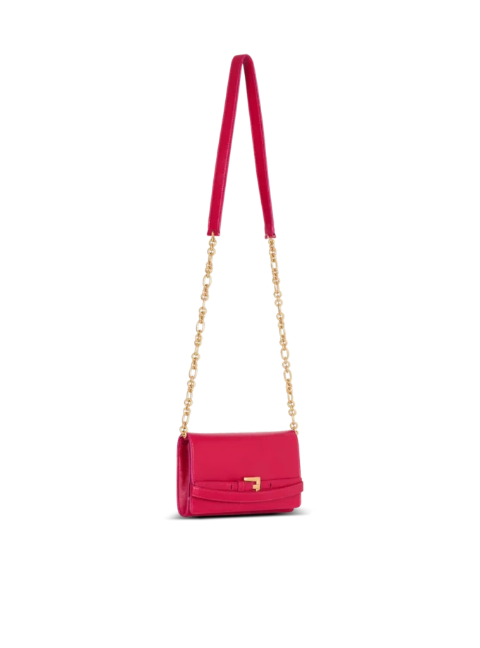 Shuffle calfskin wallet with chain