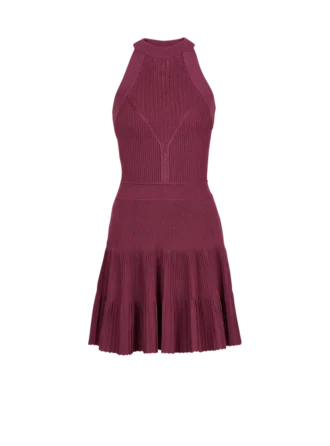 Sleeveless flared dress in openwork knit Sleeveless flared dress in openwork knit