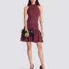 Sleeveless flared dress in openwork knit