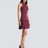 Sleeveless flared dress in openwork knit