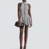 Sleeveless flared tweed dress