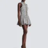 Sleeveless flared tweed dress