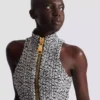 Sleeveless flared tweed dress
