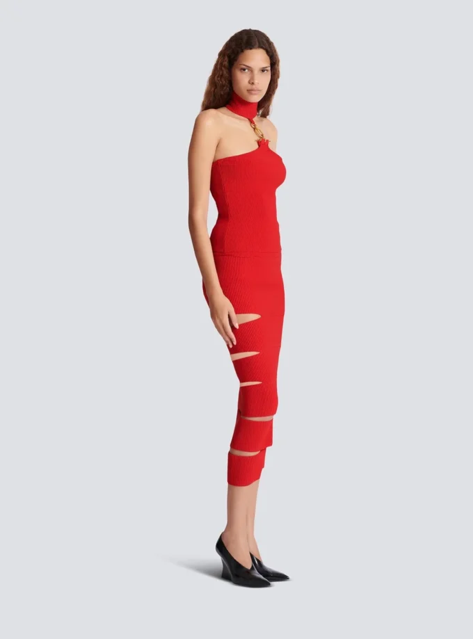 Long knit skirt with cut-outs Long knit skirt with cut-outs