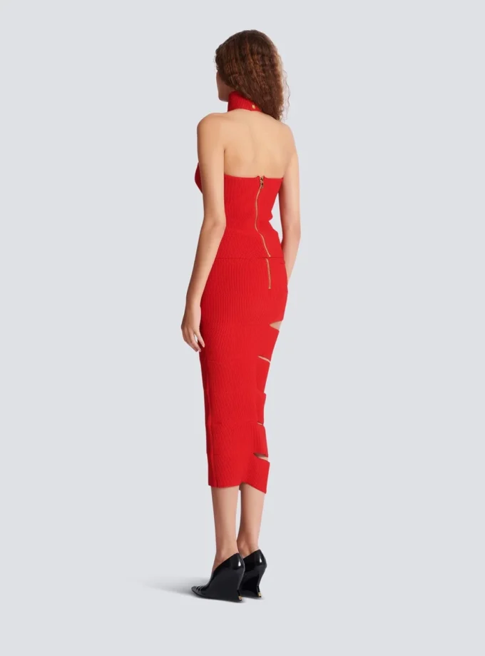 Long knit skirt with cut-outs Long knit skirt with cut-outs