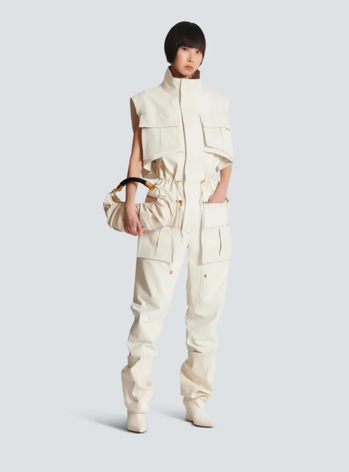Sleeveless lambskin jumpsuit Sleeveless lambskin jumpsuit