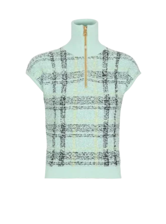 Sleeveless plaid tweed top Sleeveless plaid tweed top